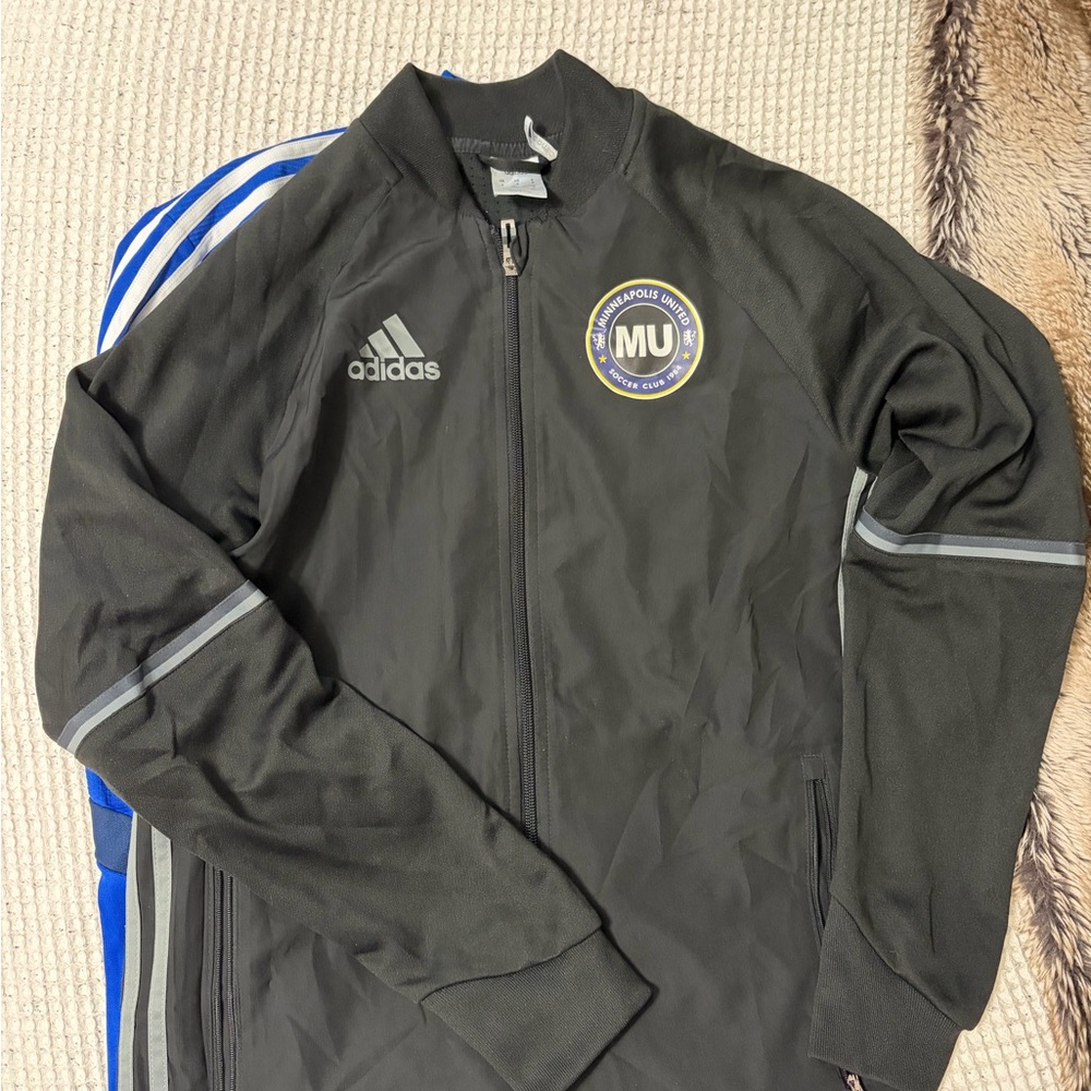Adidas Black and Gray Men's Bomber Jacket